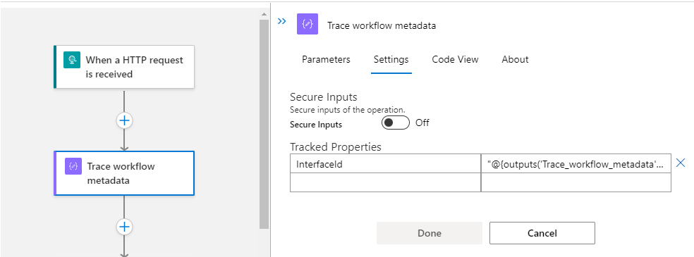 Configuring tracked properties